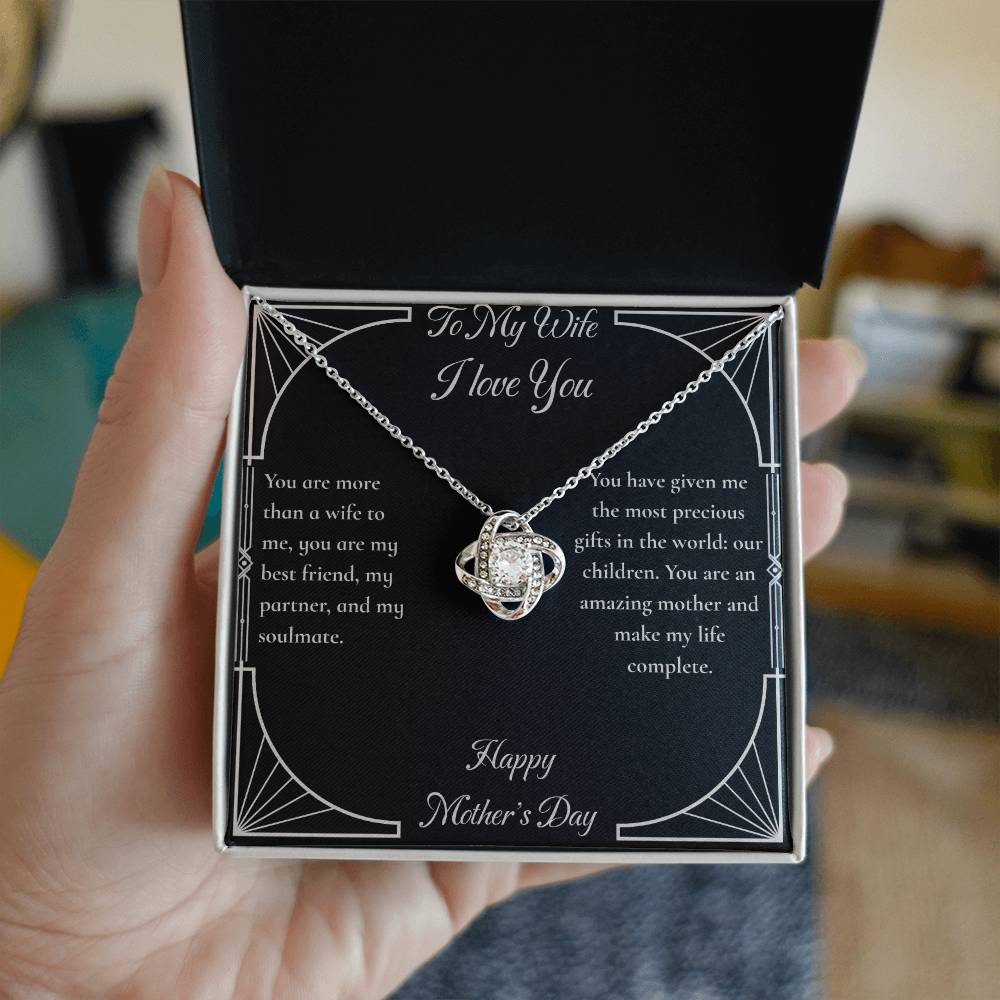 To My Wife for Mother's Day Love Knot Necklace