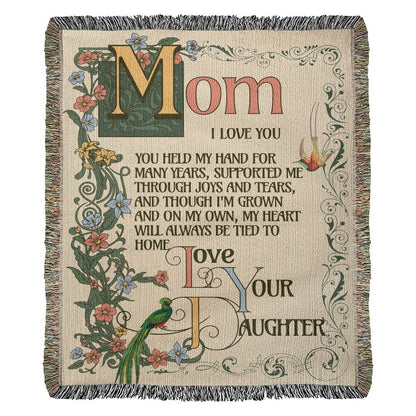 I love You Mom Mother's day woven blanket