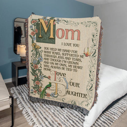 I love You Mom Mother's day woven blanket