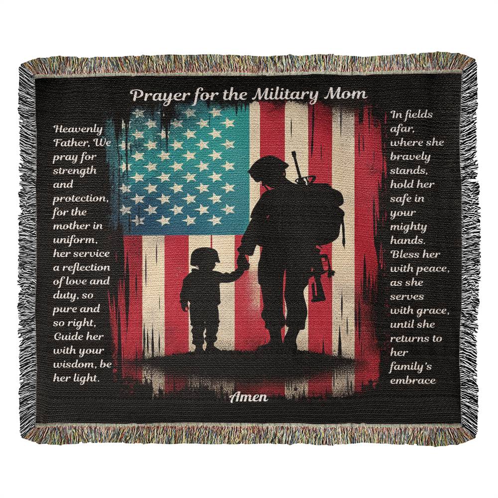 Prayer for Military Mom Woven Blanket