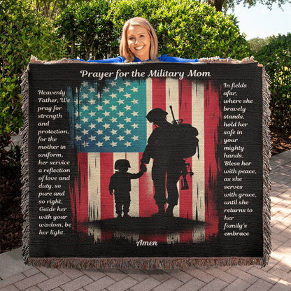 Prayer for Military Mom Woven Blanket