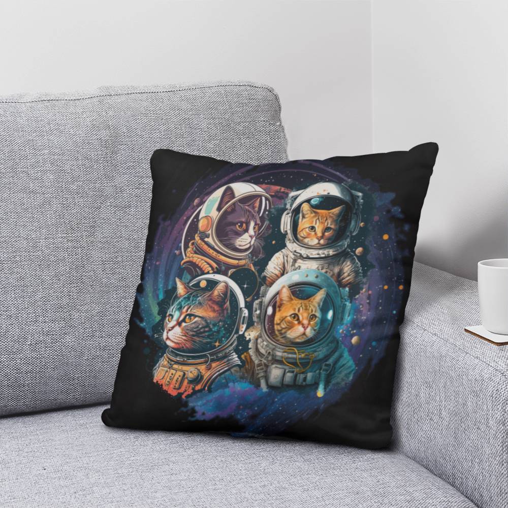 Cats in space pillow